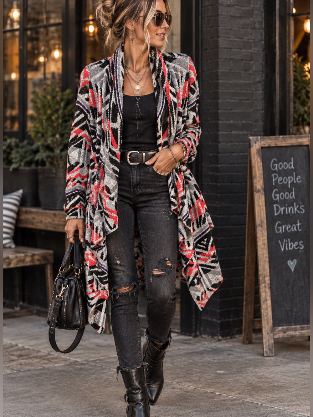 Lucky Brand Aztec Drape Cardigan